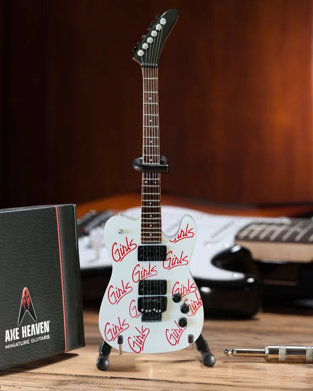 MOTLEY CRUE -  MICK MARS - GIRLS, GIRLS, GIRLS WHITE MINI GUITAR