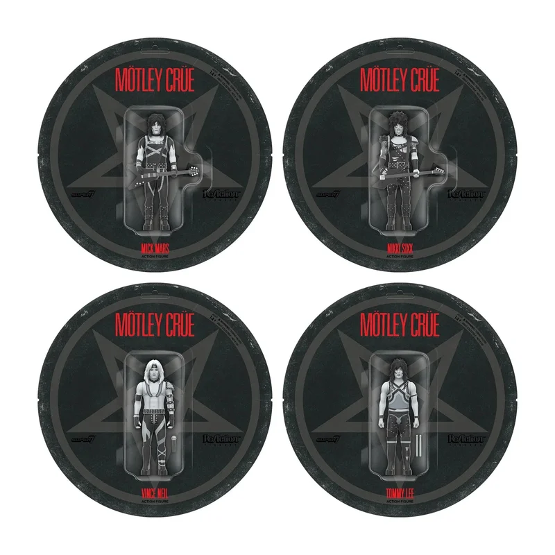 MOTLEY CRUE REACTION FIGURES WAVE 02 - SHOUT AT THE DEVIL 4 PACK - BLACK/WHITE
