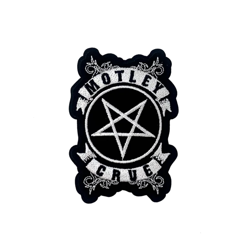 MOTLEY CRUE - RIBBION PENTAGRAM - EMBROIDERED PATCH