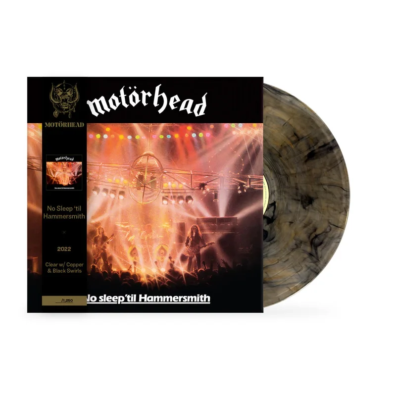 MOTRHEAD 'NO SLEEP 'TIL HAMMERSMITH' LP - CLEAR/COPPER/BLACK SWIRL