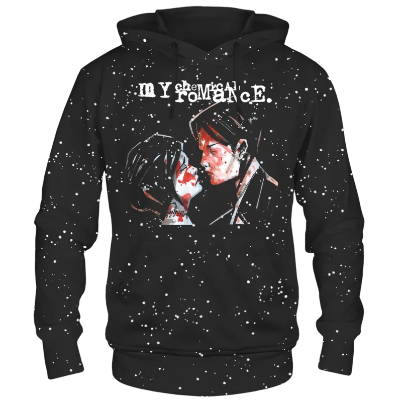 MY CHEMICAL ROMANCE REVENGE COVER SPLATTER BLACK FLEECE HOODIE BLACK