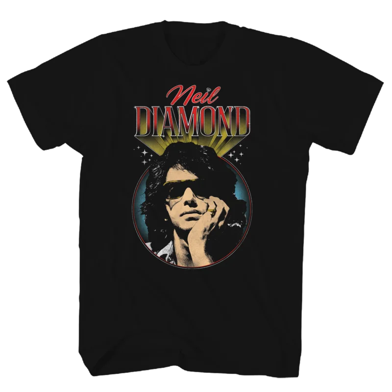 NEIL DIAMOND VINTAGE PHOTO BLACK TEE BLACK