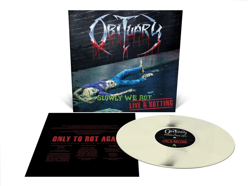 OBITUARY SLOWLY WE ROT - LIVE AND ROTTING LP - EXCLUSIVE - LTD. 235 - BONE WHITE