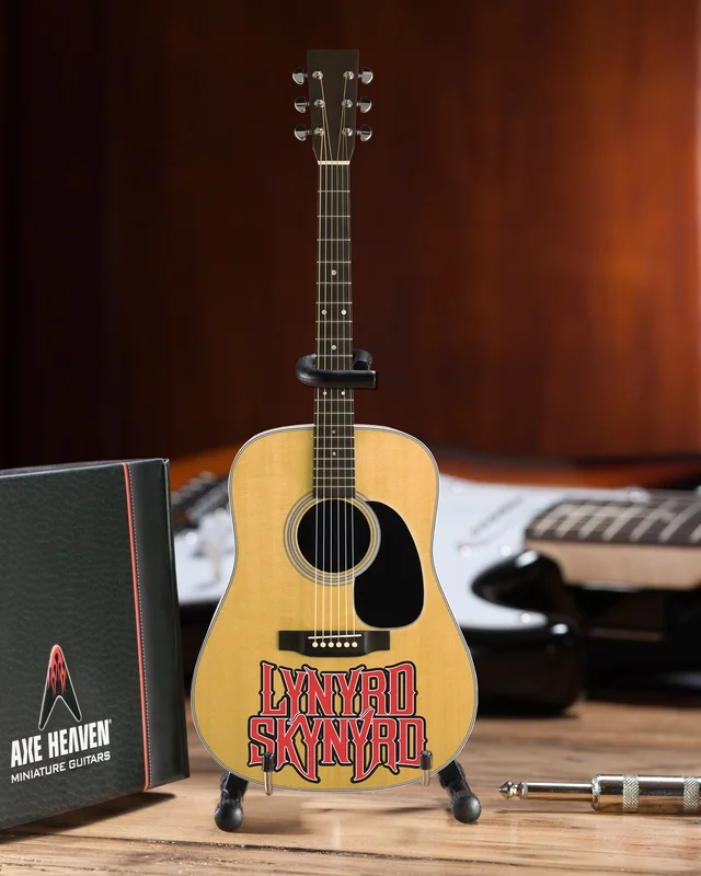 OFFICIALLY LICENSED LYNYRD SKYNYRD LOGO NATURAL FINISH ACOUSTIC MINI GUITAR