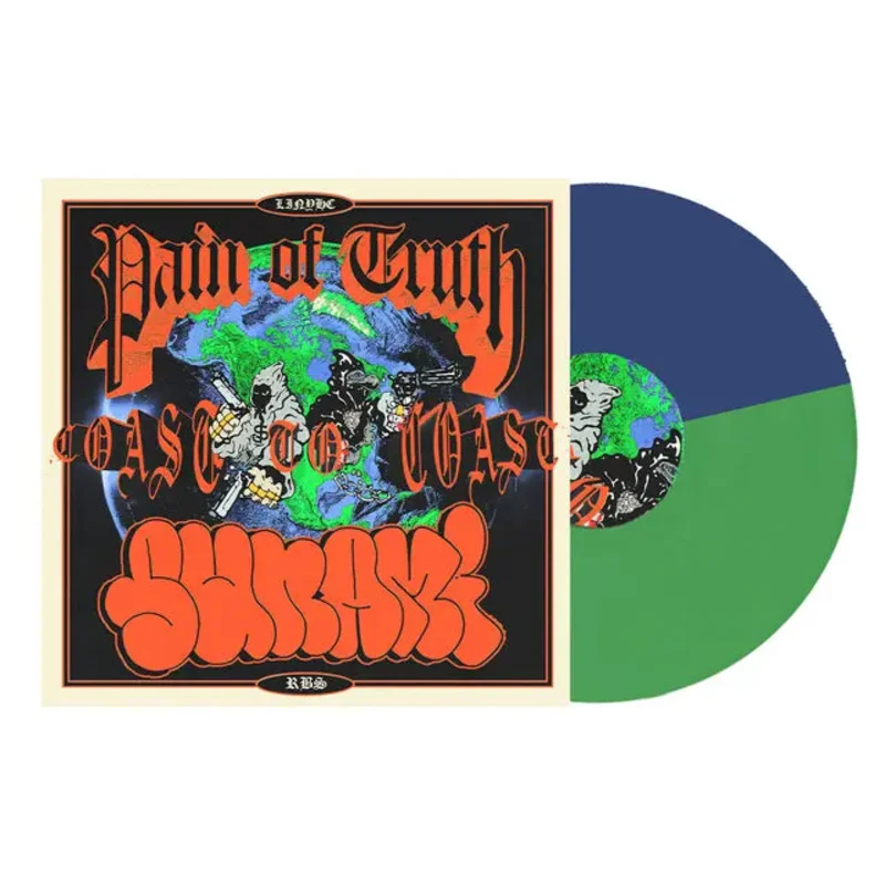 PAIN OF TRUTH / SUNAMI 'COAST TO COAST' LP - DOUBLEMINT GREEN/BLUE