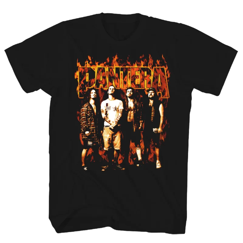 PANTERA FLAMES BAND PHOTO FRT/BACK BLACK T-SHIRT black
