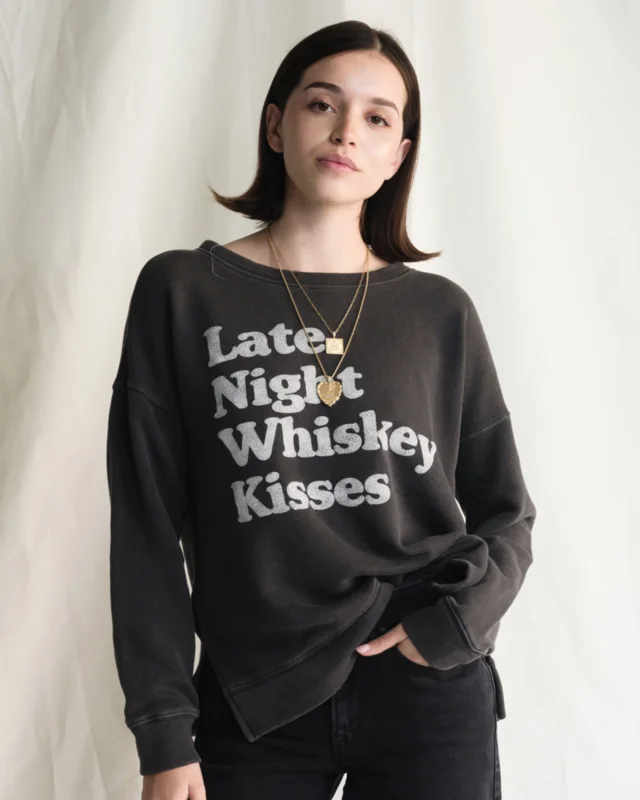 PEOPLE OF LEISURE - WHISKEY KISSES SWEATSHIRT Vintage Black