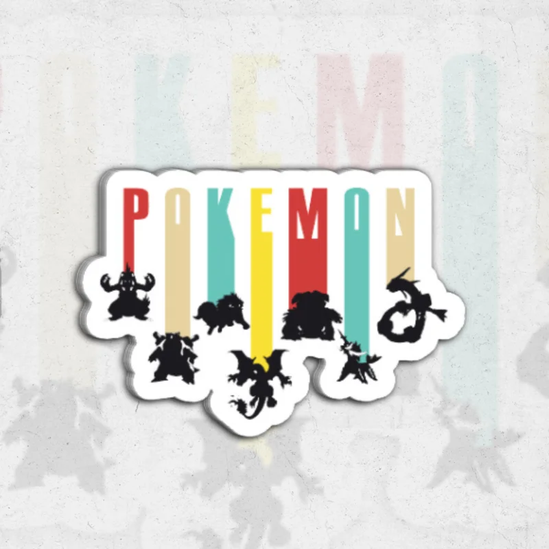 Pokmon colored/balck - clear vinyl sticker