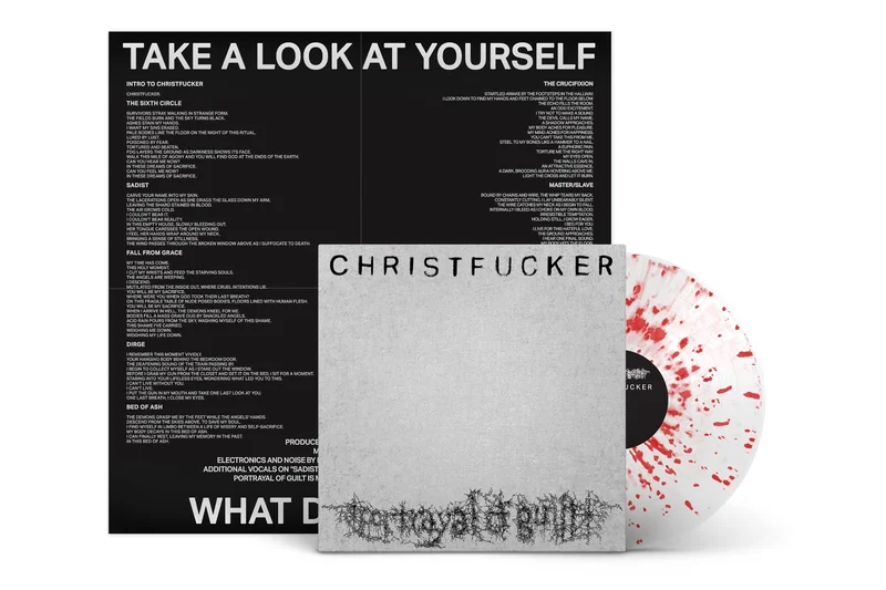PORTRAYAL OF GUILT 'CHRISTFUCKER' LP - EXCLUSIVE - LTD. 300 - CLEAR/RED/SPLATTER + POSTER