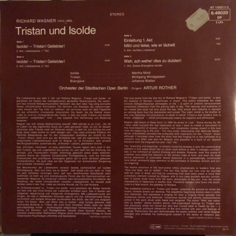 Richard Wagner: Tristan Und Isolde (Liebesszene  Liebestod) 2x12"