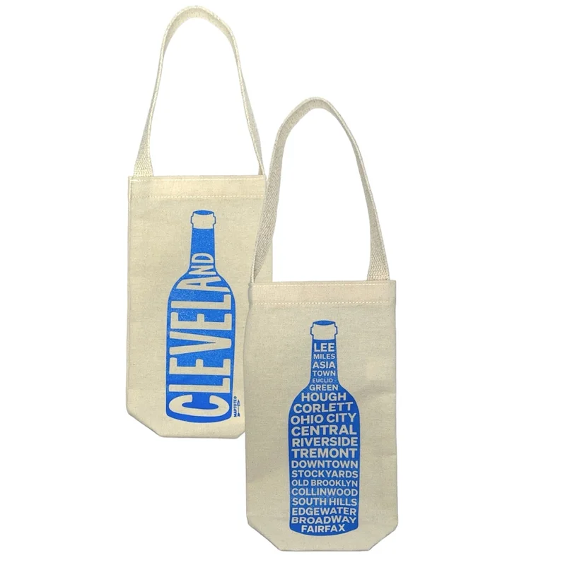 ROCK HALL CLEVELAND NEIGHBORHOODS WINE TOTE CANVAS