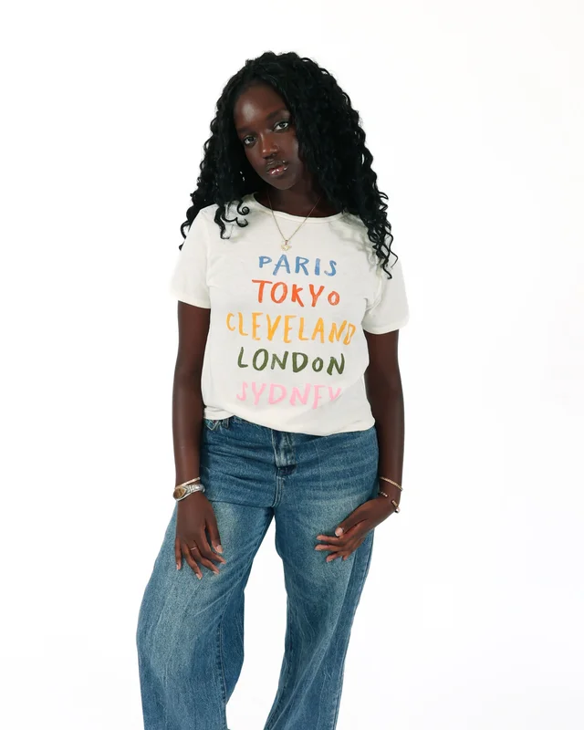 ROCK HALL COLORFUL CITIES FITTED T-SHIRT CREAM