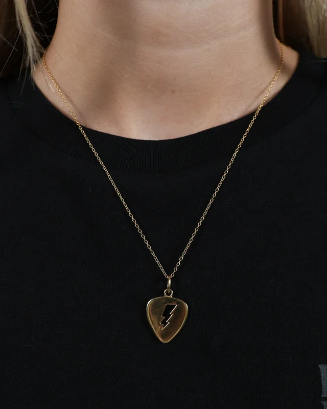ROCK HALL GOLD GUITAR PICK CHARM NECKLACE