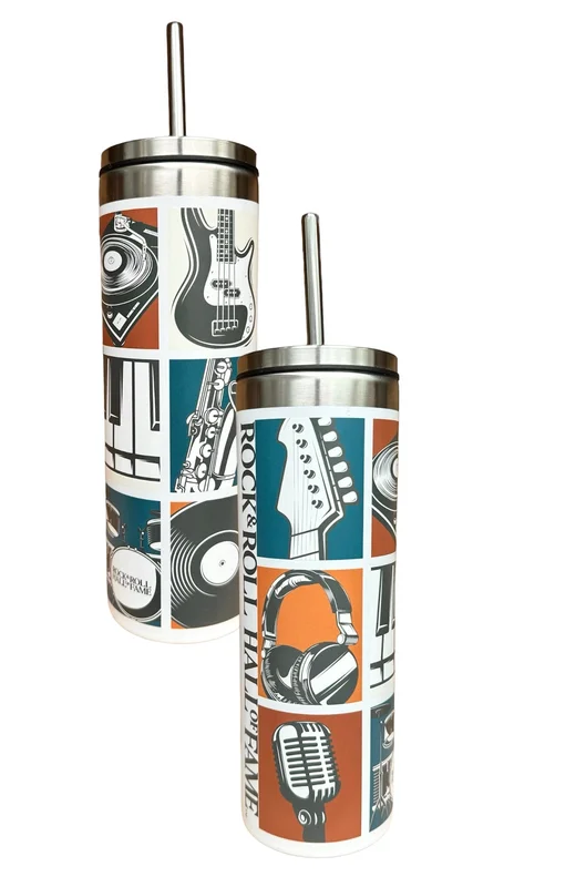 ROCK HALL MUSIC MOSAIC TUMBLER WITH STRAW