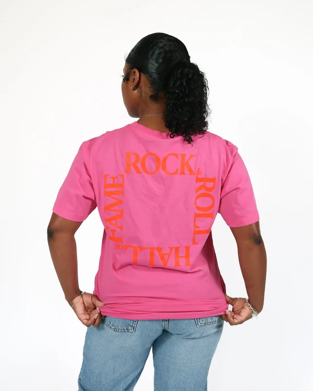ROCK HALL PINK & ORANGE BLOCKED LOGO T-SHIRT