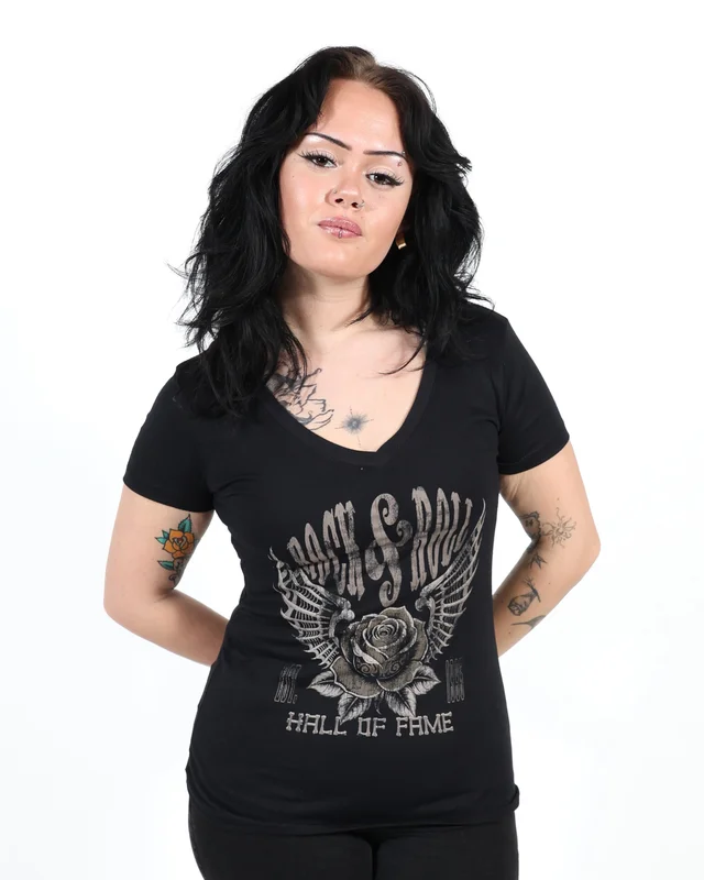 ROCK HALL ROSE V-NECK FITTED T-SHIRT