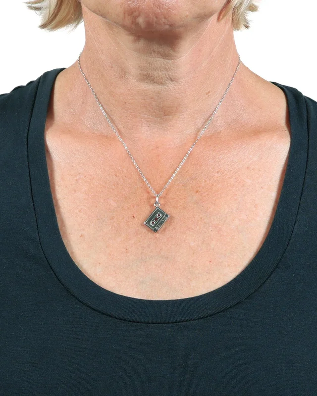 ROCK HALL STERLING SILVER CASSETTE TAPE CHARM NECKLACE