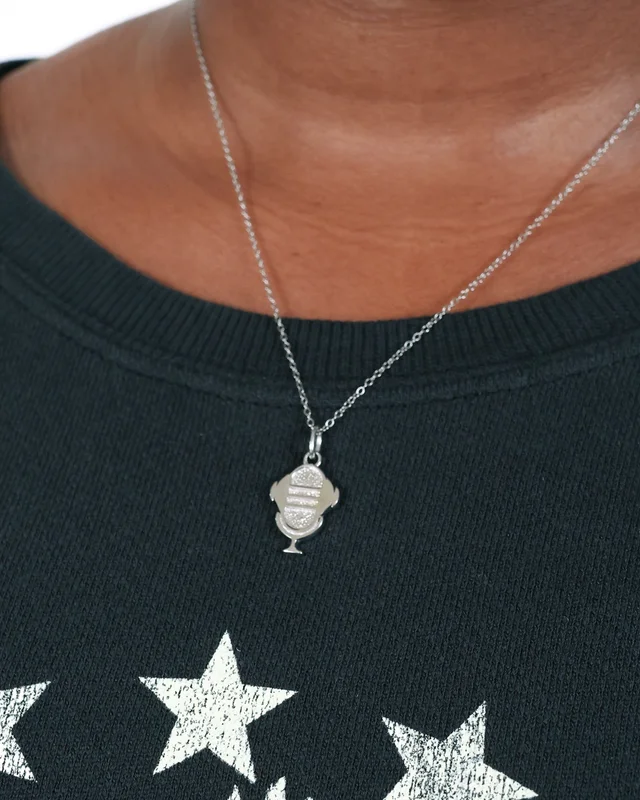 ROCK HALL STERLING SILVER MICROPHONE CHARM NECKLACE
