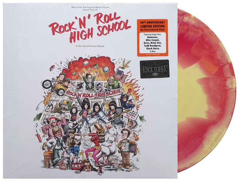 ROCK 'N' ROLL HIGH SCHOOL SOUNDTRACK LP FT. RAMONES, DEVO & MORE - ORANGE/YELLOW/RED