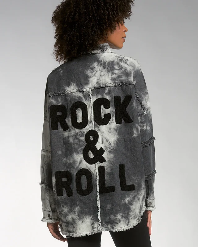 ROCK & ROLL ACID-WASH SHACKET BY ELAN Blue Tie Dye