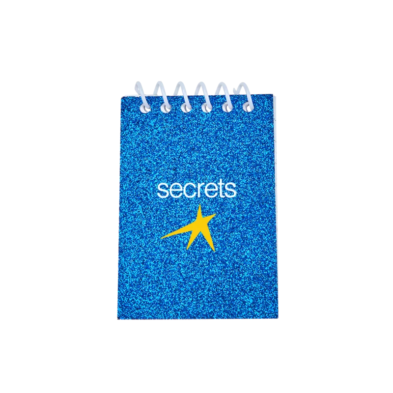 Secrets Blue Glitter Mini Notepad