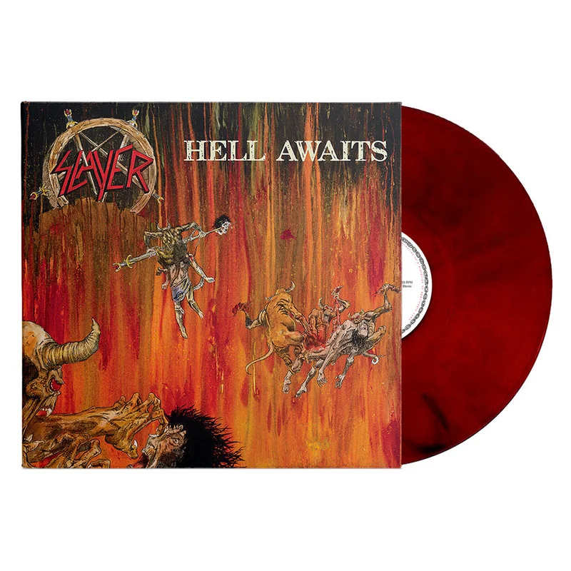 SLAYER 'HELL AWAITS' LP - RED/MARBLED