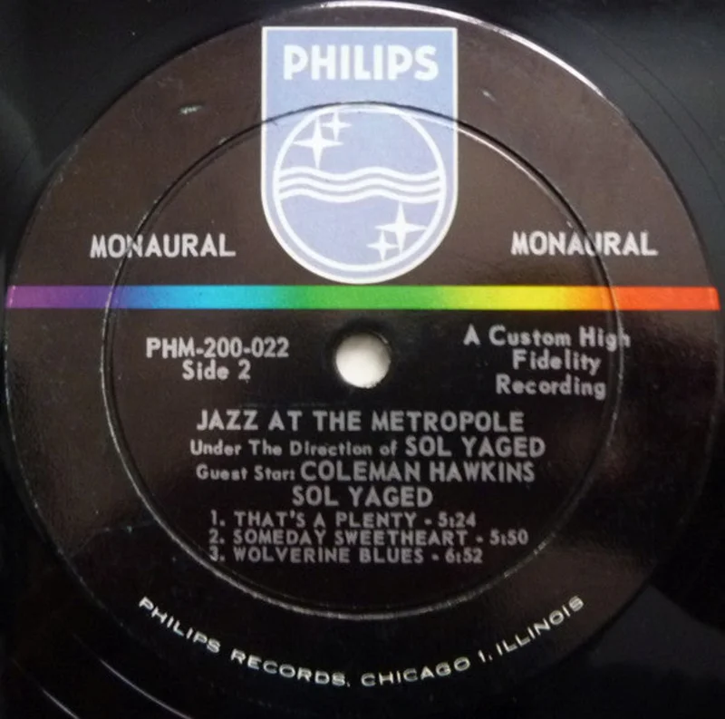 Sol Yaged / Coleman Hawkins: Jazz At The Metropole 12"