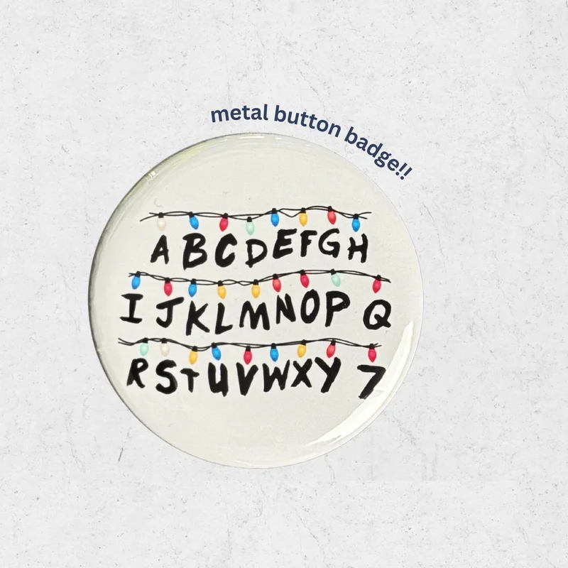 Stranger things Alphabet button pin