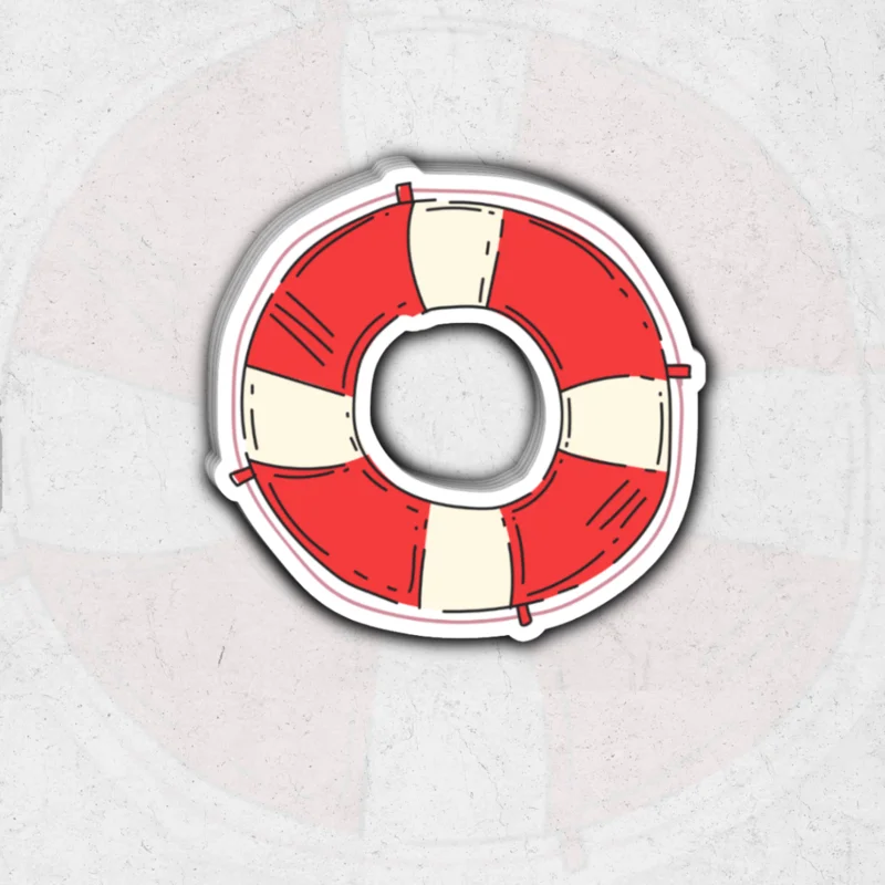 Summer floaty red and white- glossy vinyl sticker