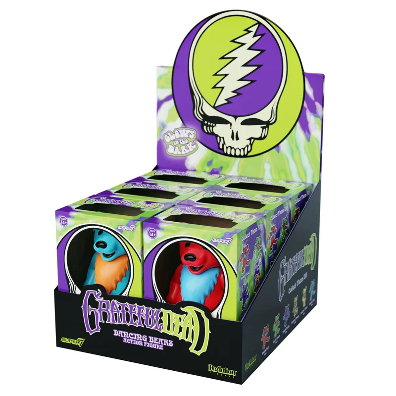 SUPER7 REACTION GRATEFUL DEAD W3 DANCING BEARS SET - GLOW IN THE DARK