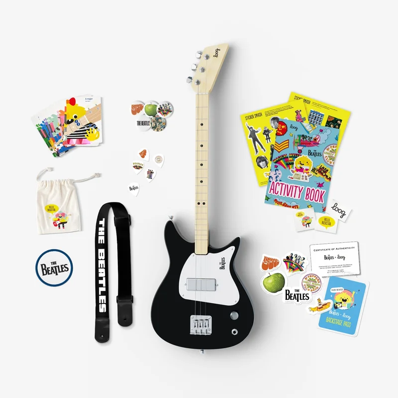 THE BEATLES x LOOG GUITARS - MINI ELECTRIC GUITAR BUNDLE Black