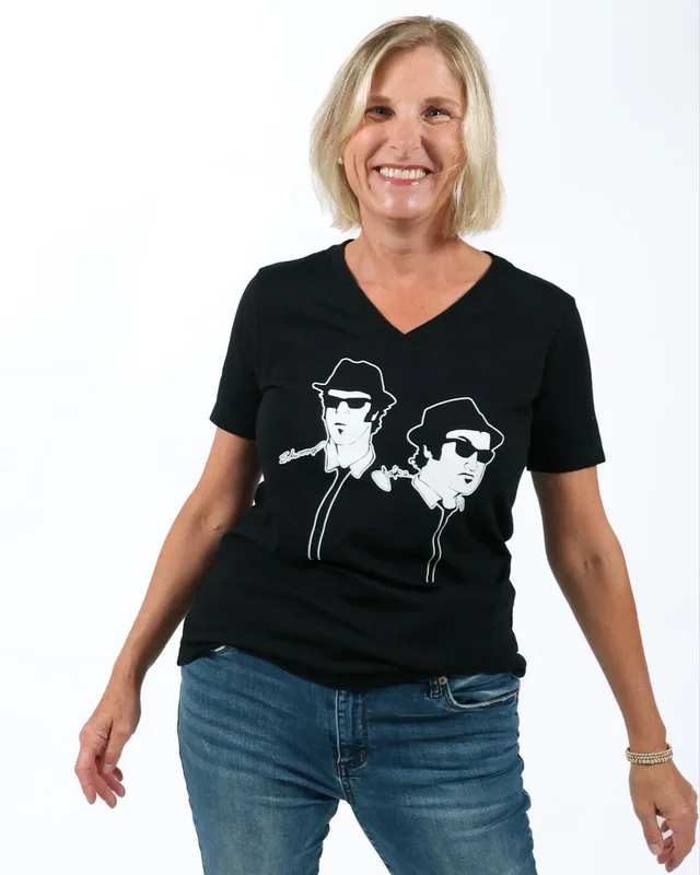 THE BLUES BROTHERS - SILHOUETTE V-NECK T-SHIRT