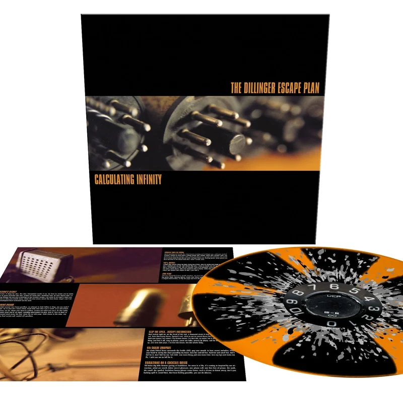THE DILLINGER ESCAPE PLAN 'CALCULATING INFINITY' REISSUE LP - NEON ORANGE/BLACK/METALLIC SILVER/GREY/PINWHEEL/SPLATTER