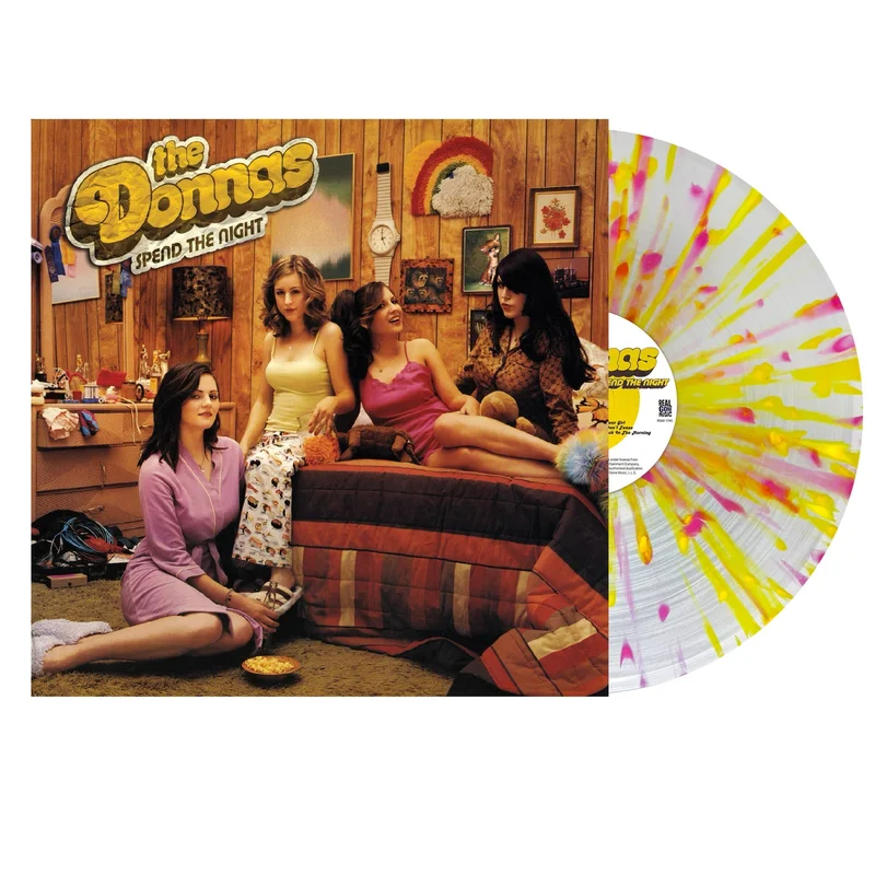 THE DONNAS - SPEND THE NIGHT - CLEAR WITH PINK & YELLOW SPLATTER COLOR - VINYL LP