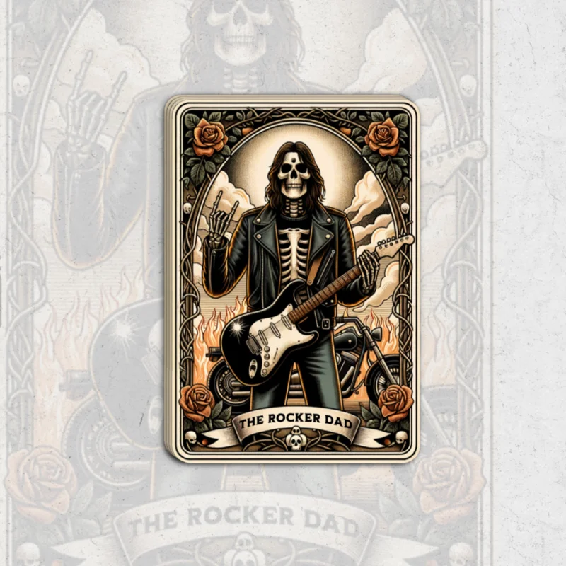 The rocker dad tarot card - glossy vinyl sticker