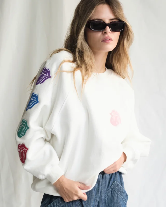 THE ROLLING STONES - SHE'S A RAINBOW CREWNECK Vanilla