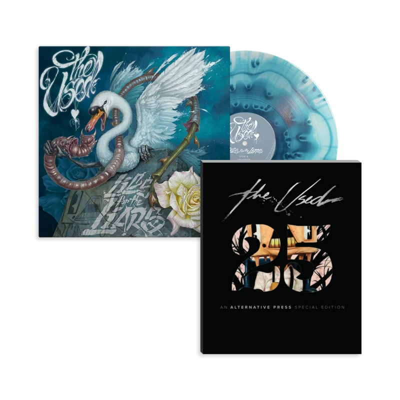 THE USED LIES FOR THE LIARS LP + AP SPECIAL COLLECTOR'S EDITION MAGAZINE - EXCLUSIVE - LTD. 500 - ULTRA CLEAR/SEA BLUE CLOUDY
