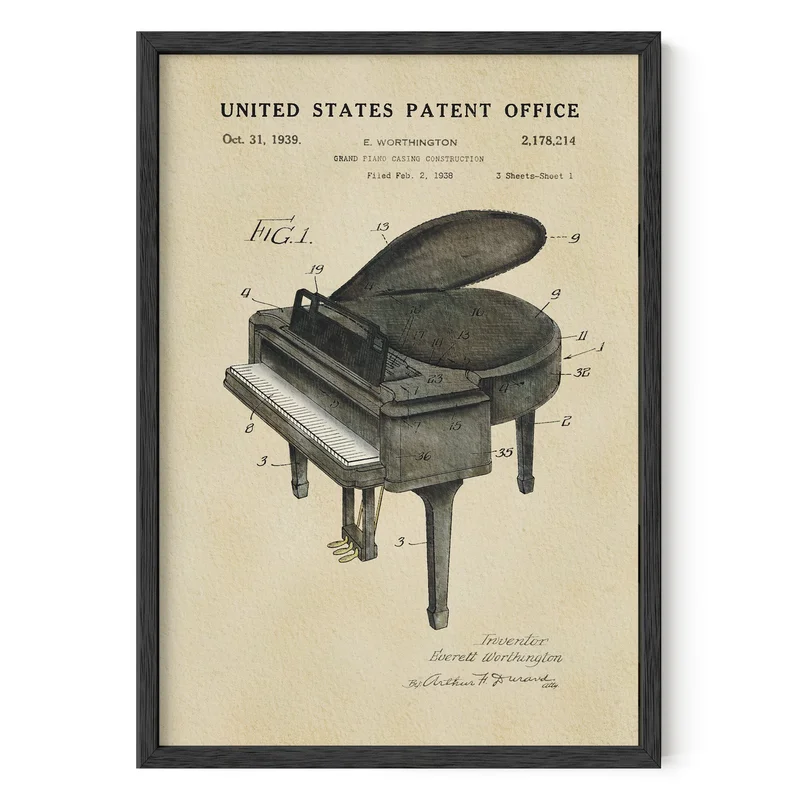 TIMELESS PATENTS - GRAND PIANO PRINT
