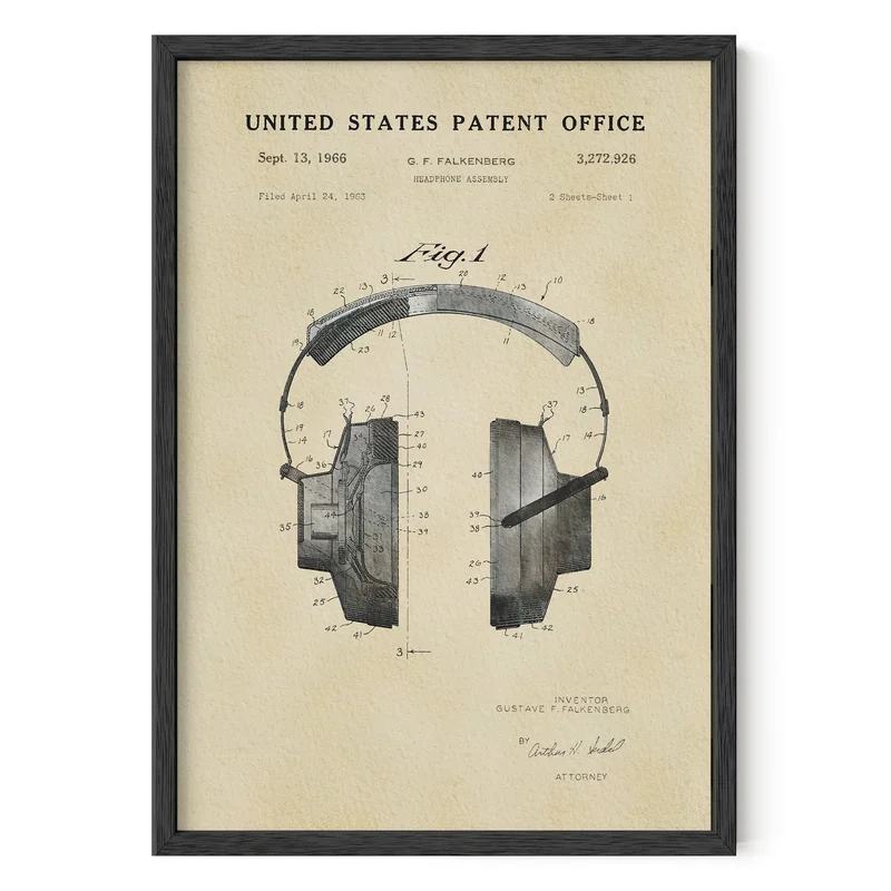 TIMELESS PATENTS - HEADPHONES PRINT