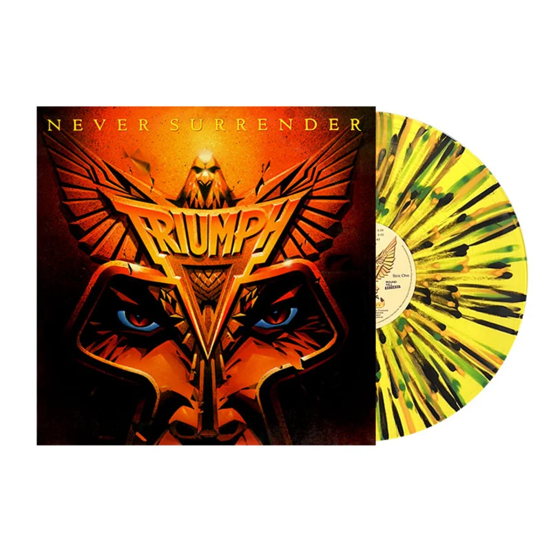 TRIUMPH NEVER SURRENDER LP - LTD. 200 - YELLOW/BLACK/ORANGE/GREEN SPLATTER
