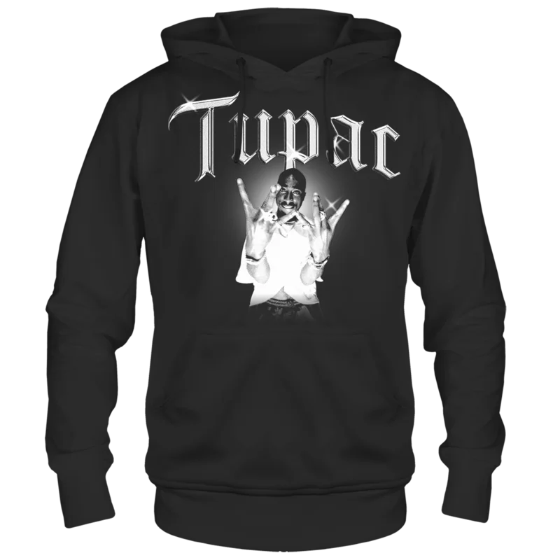 TUPAC PHOTO BLK HOODY black