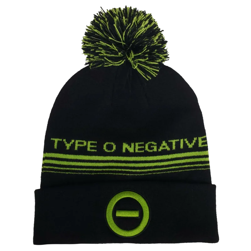 TYPE O NEGATIVE JACQUARD 1X1 RIBBED POM KNIT HAT BLACK