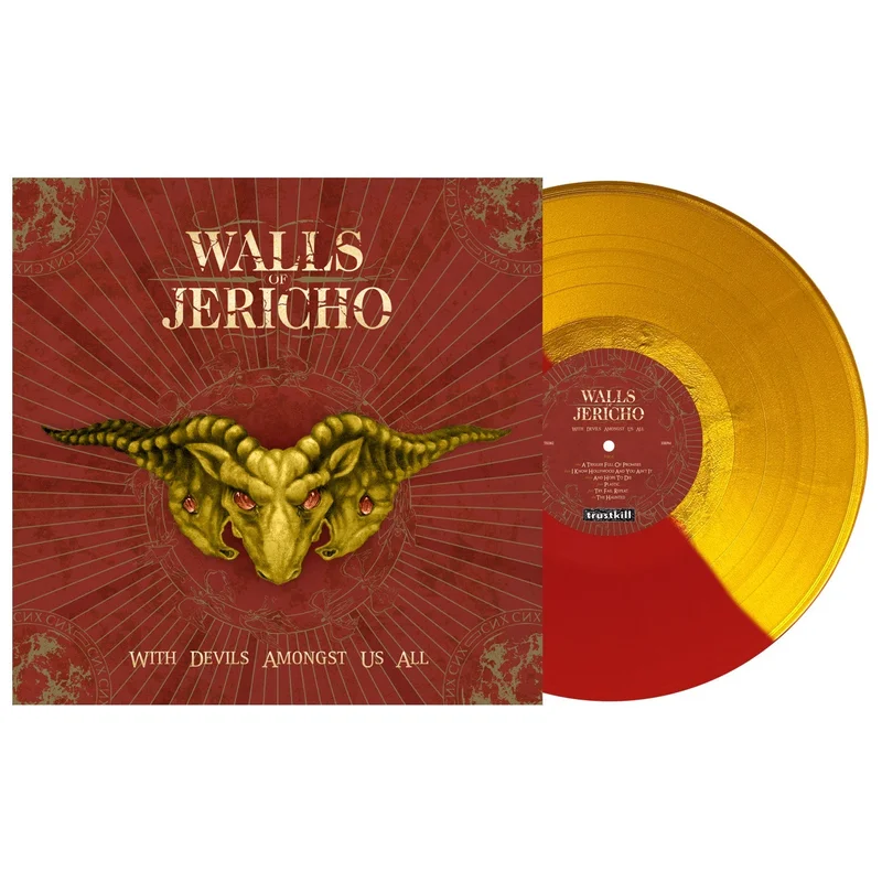 WALLS OF JERICHO WITH DEVILS AMONGST US ALL LP - EXCLUSIVE - LTD. 600 - METALLIC GOLD/RED