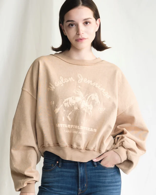 WAYLON JENNINGS - HOMETOWN SWEATSHIRT Camel