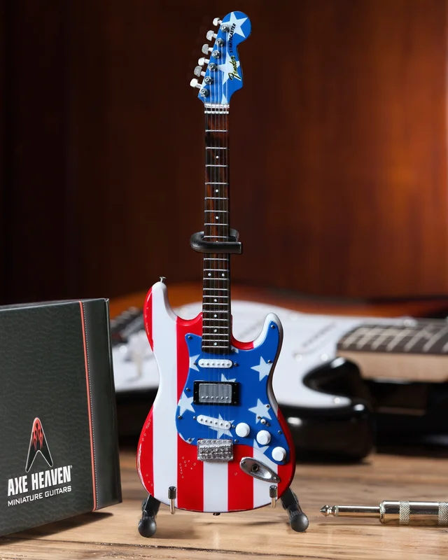 WAYNE KRAMER MINI STARS N' STRIPES USA FLAG FENDER STRAT GUITAR REPLICA - OFFICIALLY LICENSED