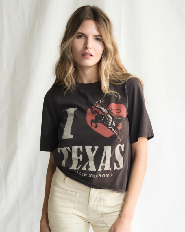 WILLIE NELSON - I LOVE TEXAS T-SHIRT Vintage Black