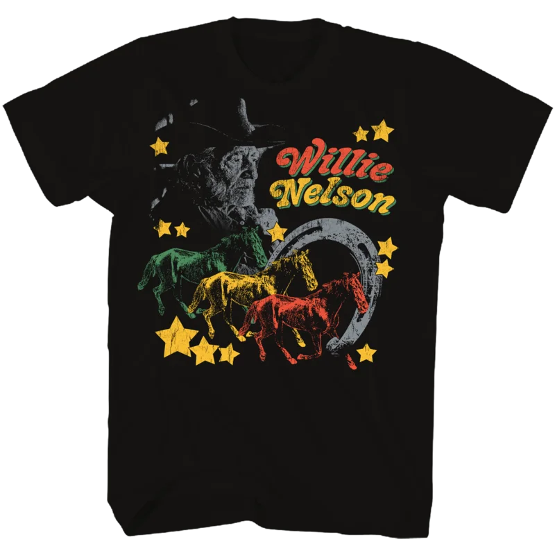 WILLIE NELSON MULTI COLOR HORSE black