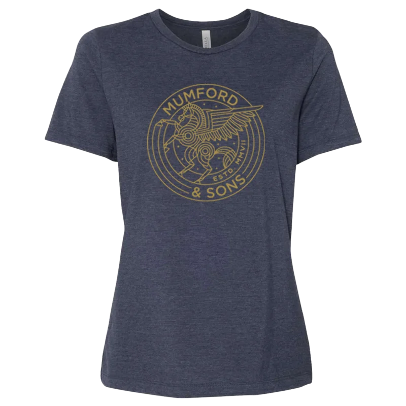 Womens Navy Pegasus Logo Print Marl T-shirt