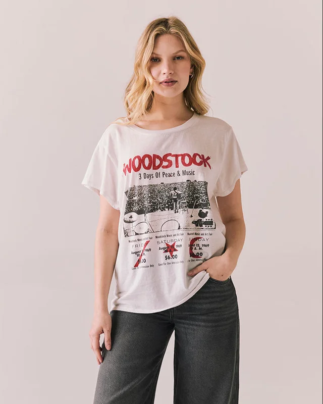 WOODSTOCK PEACE AND MUSIC TICKET CROPPED TEE