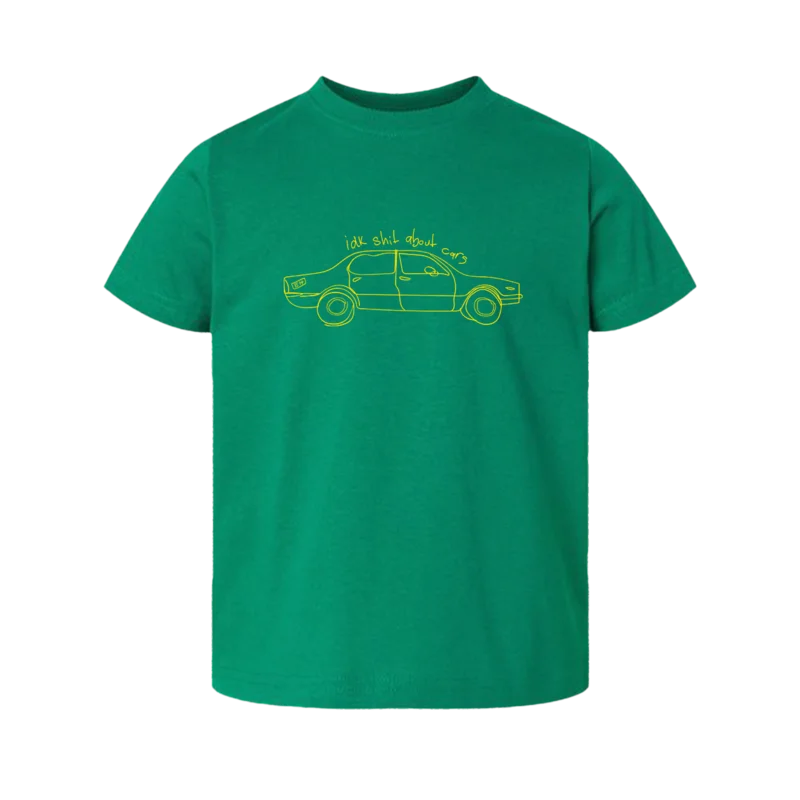 Youth DIY Tee: IDK Shit About Cars Kelly Green